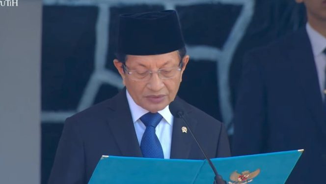 
 Menag Nasaruddin Umar Pimpin Doa di Upacara Hari Kesaktian Pancasila: “Ya Allah, Anugerahkan Masyarakat Sejahtera dan Penuh Keadilan”